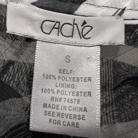 NWT Cache Black & White Geometric Sleeveless Ruffle Blouse, Size Small - Picture 14 of 15